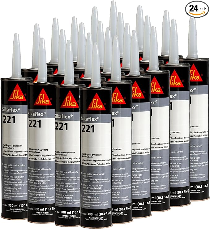 Sika Sikaflex-221 - White - Multi-Purpose Polyurethane sealant/Adhesive - Creates Permanent Elastic Seal - Sandable/paintable - Non-Corrosive - 10.1 fl oz (Pack of 24)