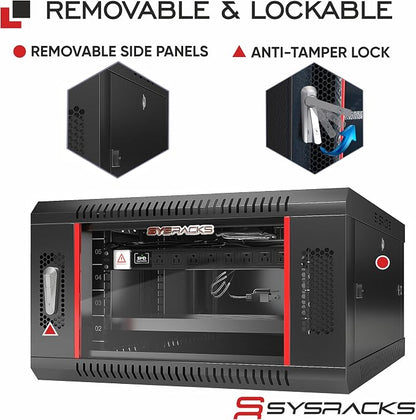 Sysracks 6U Wall Mount Server Rack Cabinet, 19” Locking Network Rack, 24” Deep - Image 5