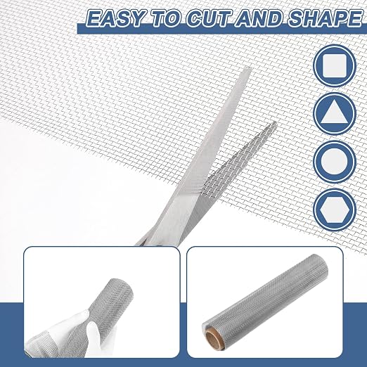 uxcell 16 Mesh 79" x 12" Woven Wire Mesh, 304 Stainless Steel Air Vent Filter - Image 4