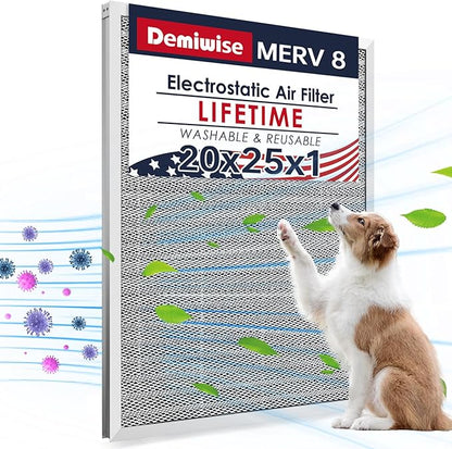 Reusable Washable Aluminum Air Filter, MERV 8, Rectangular, Heavy-duty by Demiwise