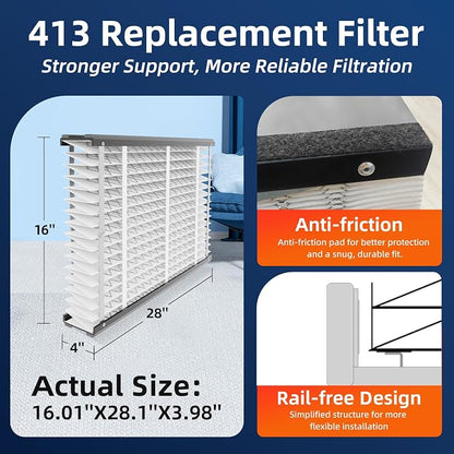 3 Pack 413 Replacement Air Filter, MERV 13, Actual Size: 16"x28"x4", Nominal - Image 3