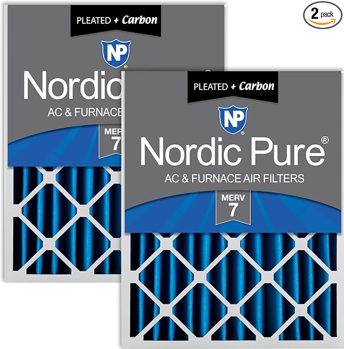 Nordic Pure 16x20x4 Pleated Air Filters MERV 7 Plus Carbon 2 Pack by NordicPure