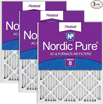 Nordic Pure 16x30x1 Pleated MERV 8 Air Filters 3 Pack by NordicPure