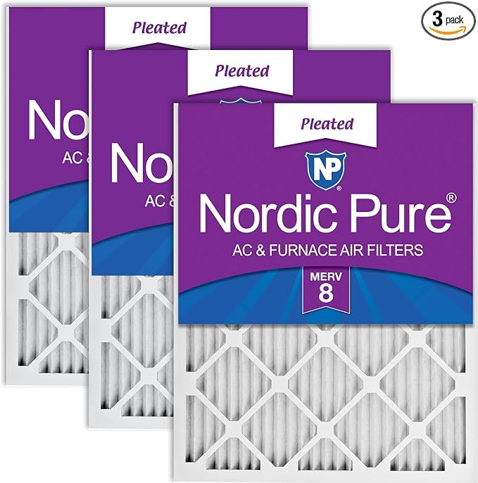 Nordic Pure 24x30x1 Pleated MERV 8 Air Filters 3 Pack by NordicPure