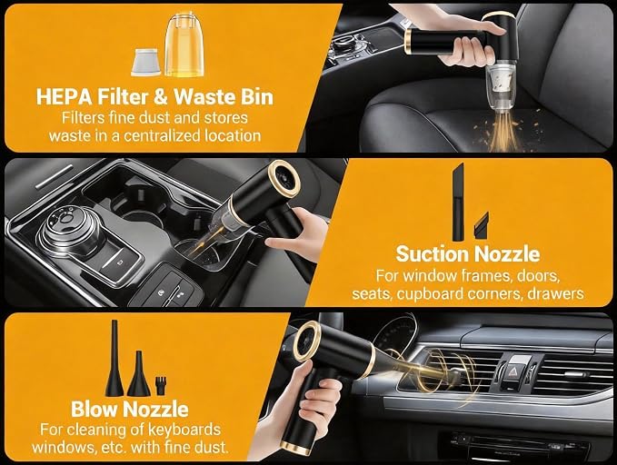 Cozylady Handheld Car Vacuum Portable Cordless, High Power 4 in 1 Vacuum - Image 5