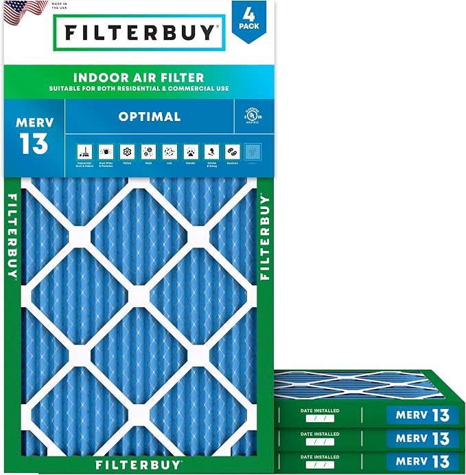 Filterbuy 8x20x1 Air Filter MERV 13 Optimal Smoke & Allergy Defense, by Filterbuy