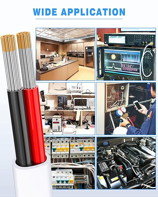 NAOVEO 18 Gauge Wire 2 Conductor Electrical Wire, 18 AWG Stranded PVC Tinned Copper Cable, Flexible/Low Voltage Automotive Wiring for LED Lamps, Marine, Speaker, Appliances (50FT)