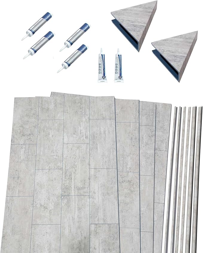 Palisade 78in x 60in x 30in Waterproof Vinyl Shower Surround Kit with Accessories in Urban Coast