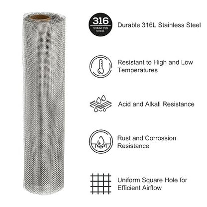 PATIKIL 40" L x 10" W Woven Wire Mesh, 14 Mesh 316L Stainless Steel Air Vent - Image 3