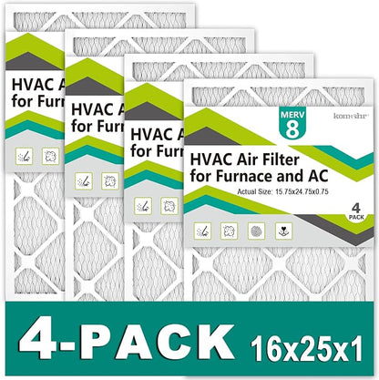16x25x1 Air Filter MERV 8, HVAC/Furnace AC Filter Replacement, Dust by Komashr
