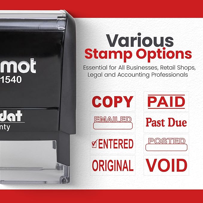 Promot Void Self Inking Rubber Stamp - Refillable Stampers for Office - Business, Accounting, Bookkeeping, Coding, Legal, Notary, Work, Ordering, Inventory Stamps - Red Ink
