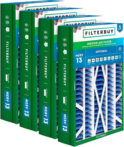Filterbuy 14.5x27x5 Air Filter MERV 13 Optimal Smoke & Allergy Defense by Filterbuy