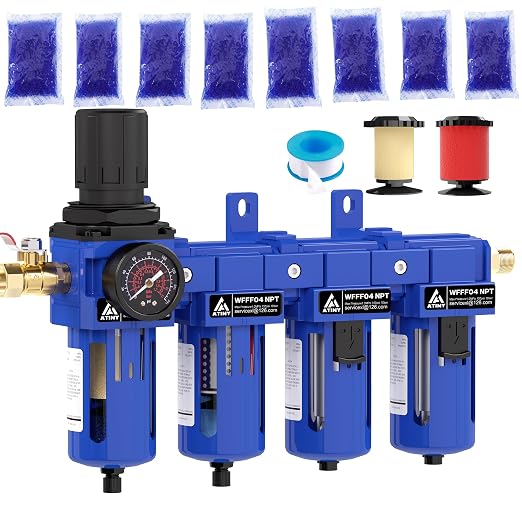 1/2 Inch NPT Air Dryer for Compressor, 4 Stage Air Drying System, Brass Filter by ATINY