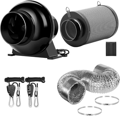 iPower 4 Inch 195 CFM Inline Fan Vent Blower, Upgrade Air Carbon Filter by iPower