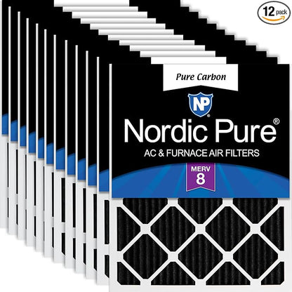Nordic Pure 20x25x1 Pure Carbon Pleated Odor Reduction Furnace Air Filters 12 by NordicPure