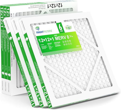 12x12x1 Air Filter 6 Pack, Durable MERV 8 Pleated Home HVAC AC Furnace Filters by TrightFilters