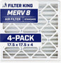 Filter King 17.5x17.5x4 Air Filter | 4-PACK | MERV 8 HVAC Pleated A/C Furnace by FilterKing