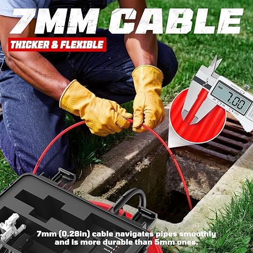 HBUDS Sewer Camera, Self Leveling Drain Camera 230ft with Meter Counter, 7mm Thick Cable, 9" HD Screen 1080P Plumbing Cameras Snake with Light, 5100mAh Battery Duct Pipe Video Inspection Cam DVR 32GB