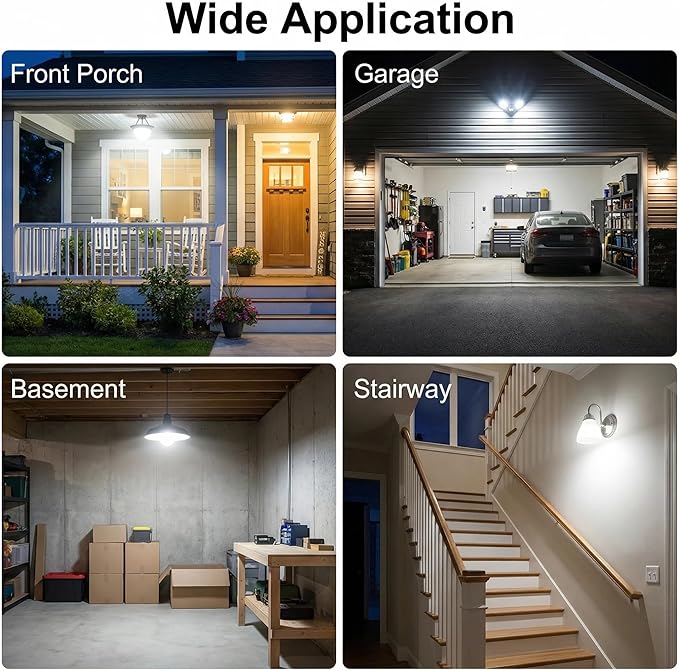 TSEXES Motion Sensor Light Bulbs, 12W (100Watt Equivalent), Motion Activated Dusk to Dawn Security LED Bulb, 3000K Soft White for Outdoor & Indoor,Porch, Stairs, Hallway, 4-Pack