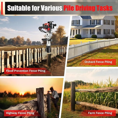 Gas Powered T-Post Driver, 900W 32.7CC T Post Pounder Driver Heavy Duty Gasoline - Image 3