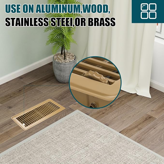 VOISEN Floor Register 4x12, 4 Pack Floor Vent Covers, Steel Adjustable Air - Image 6