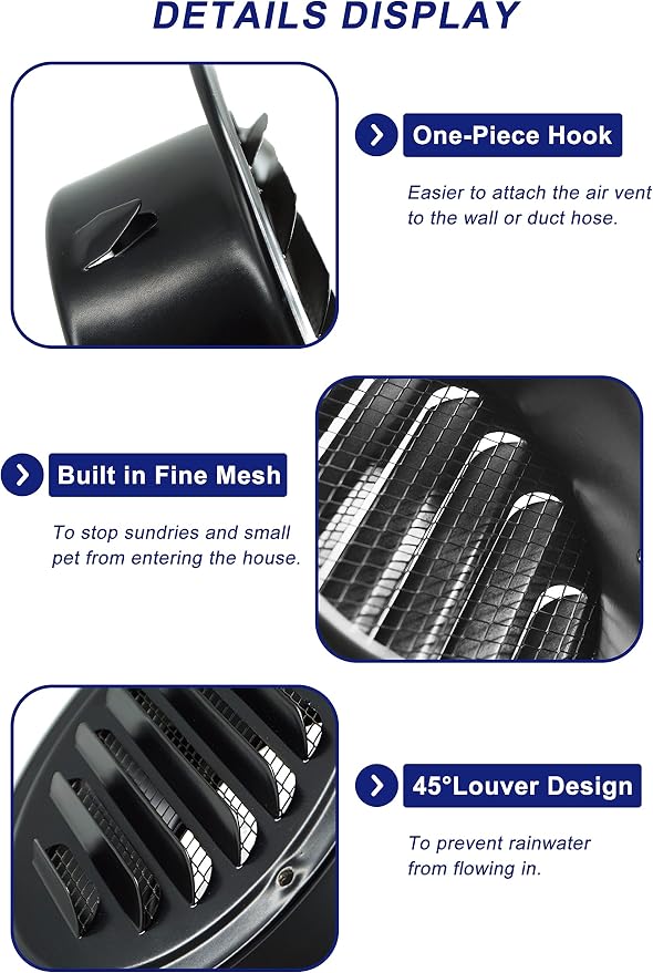 6 Inch Round Air Vent Cover, LouanXpert Stainless Steel Black Soffit Vent Cover - Image 3
