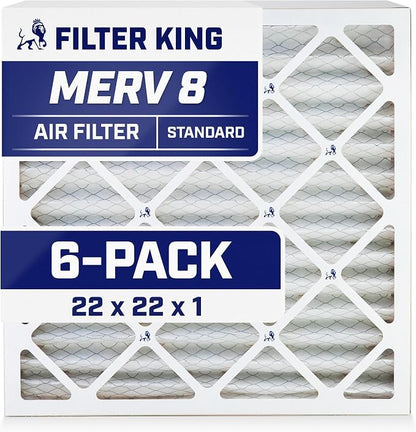 Filter King 22x22x1 Air Filter | 6-PACK | MERV 8 HVAC Pleated A/C Furnace by FilterKing