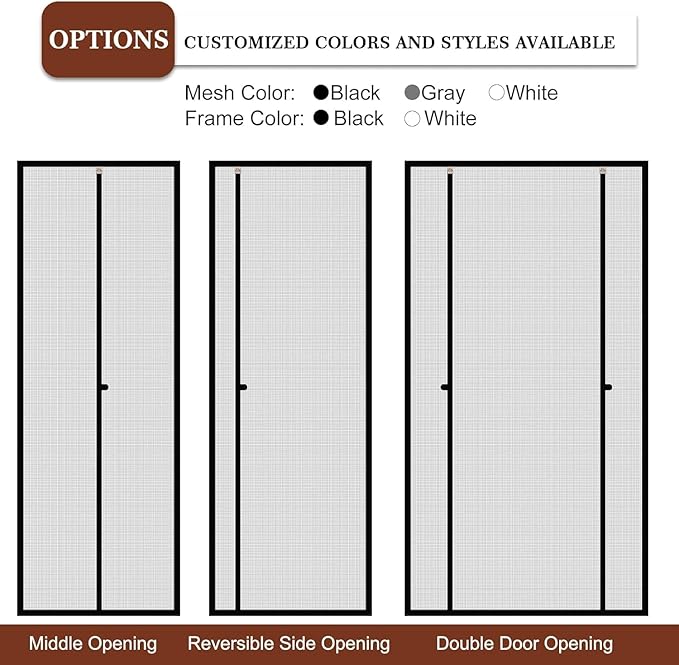 Yotache Customized Magnetic Screen Door, Anti-Tearing Reinforced Screens for Patio, Balcony, Front, Back, Sliding Door