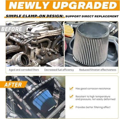 PTNHZ Universal Blue 3" 76mm High Flow Cold Air Intake Cone Air Filter Power - Image 6