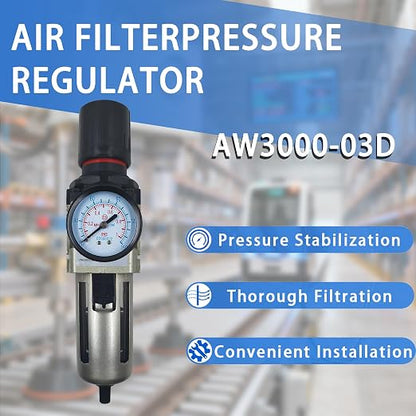 HengMinLingTong AW3000-03D 3/8" NPT Compressed Air Filter Regulator Combo - Image 2