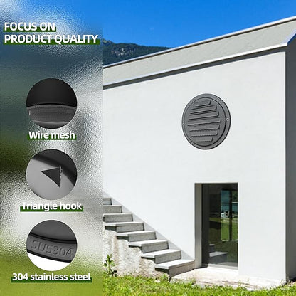 6inch 304 Stainless Steel Air Vents, Louvered Grille Cover Vent Hood Flat - Image 3