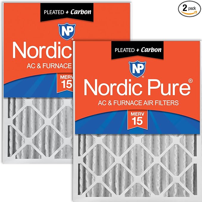 Nordic Pure 16x20x4 Pleated Air Filters MERV 15 Plus Carbon 2 Pack by NordicPure
