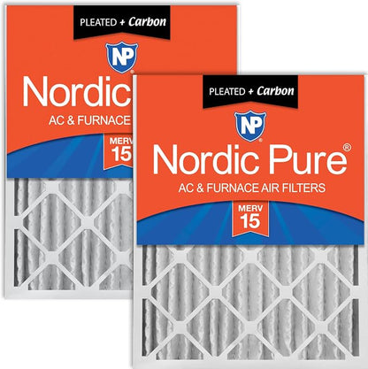 Nordic Pure 20x25x4 Pleated Air Filters MERV 15 Plus Carbon 2 Pack by NordicPure