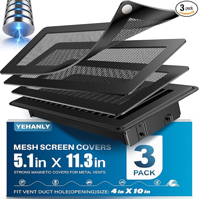 Magnetic Vent Covers with Vent Screen 5.1x11.3 Inch, Ceiling Air Vents to Block by YEHANLY