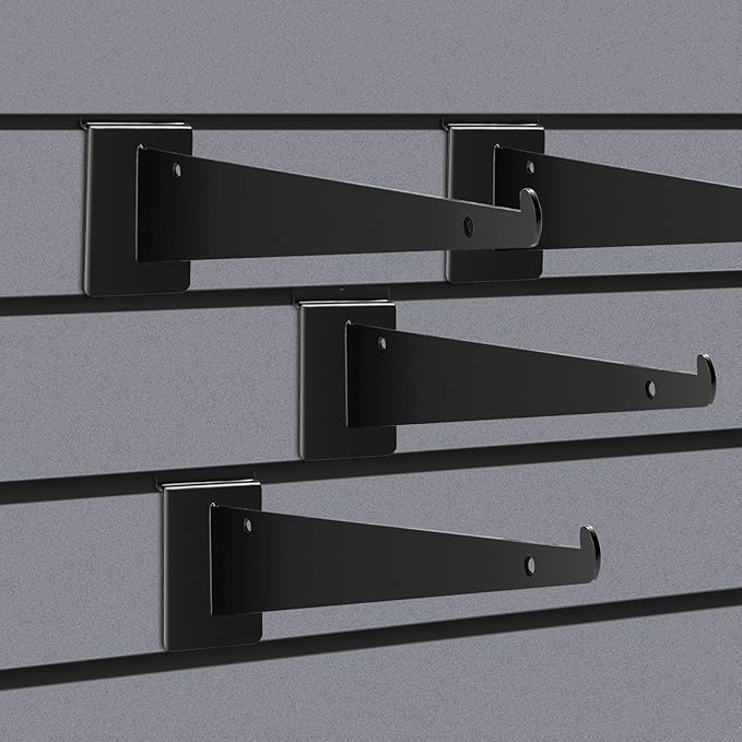 18 Pack Slatwall Shelf Bracket 12 inch, Heavy Duty Metal Shelf Brackets for Shelves,Black Slat Wall Shelf Bracket Slatwall Accessories with Lip for Slatwall Panels Shelving Display Home Commercial