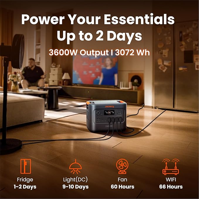 Jackery HomePower 3000 Portable Power Station with 2X 200W Solar Panels, 3600W (Surge 7200W) Output, 3072Wh LFP Battery Solar Generator, Essential Backup for Home Use, Power Outage, RV, Emergencies