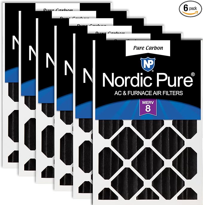 Nordic Pure 16x20x4 Pure Carbon Pleated Odor Reduction Merv 8 Furnace Filters 6 by NordicPure