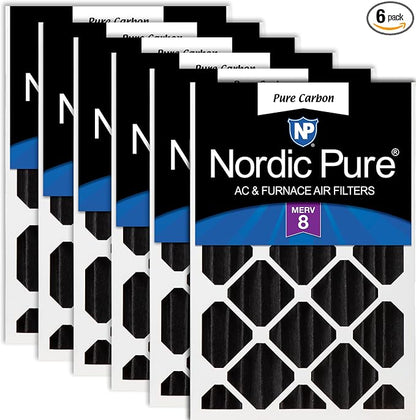 Nordic Pure 16x24x4 Pure Carbon Pleated Odor Reduction Merv 8 Furnace Filters 6 by NordicPure