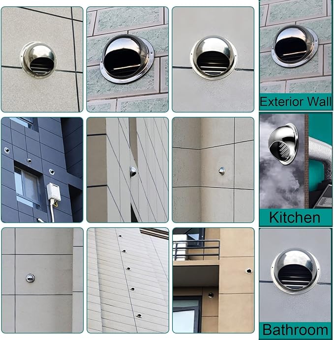 Wall Vent Cover 2"-12" Stainless Steel Round Exhaust Grille Outlet Ventilation - Image 6