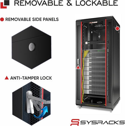 Sysracks 22U Wall Mount Server Rack Cabinet, 19” Locking Network Rack, 24” Deep - Image 5