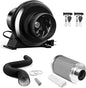 iPower 4 Inch 195 CFM Inline Fan, Air Carbon Filter, 8 Ft Al Foil Ducting by iPower