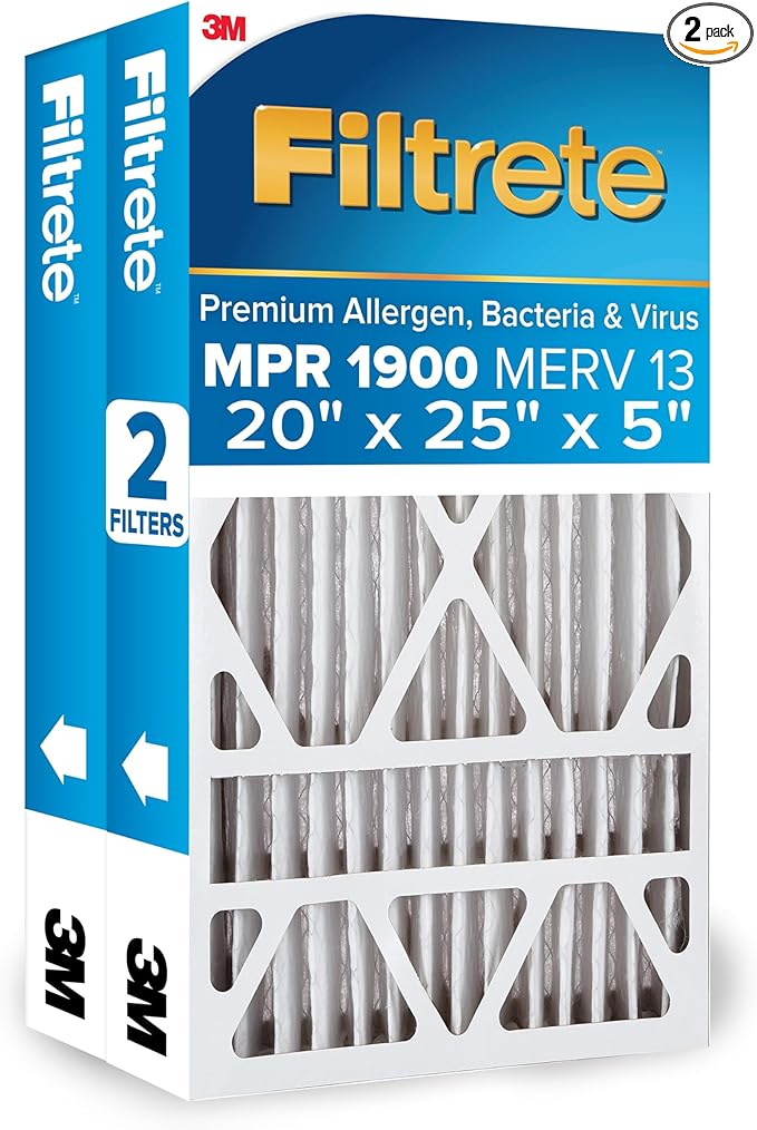 Filtrete 20x25x5 AC Furnace Air Filter, MERV 13, MPR 1900, Premium Allergen by Filtrete