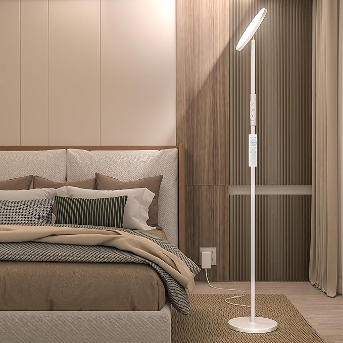 LED Floor Lamp, 3600LM Bright Standing Lamp 350W Equivalent with 2700K-6500K Stepless Dimming, Modern Torchiere Room Lamp with Remote/Touch Control, 69" Tall Lamp for Living Room Bedroom Office(White)