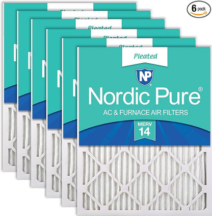 Nordic Pure 16x30x1 Pleated MERV 14 Air Filters 6 Pack by NordicPure