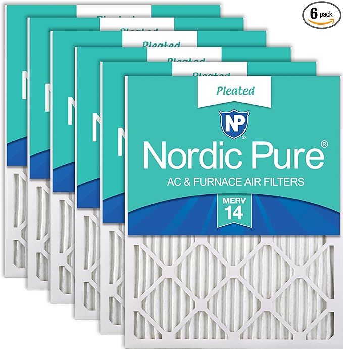Nordic Pure 12x20x1 Pleated MERV 14 Air Filters 6 Pack by NordicPure