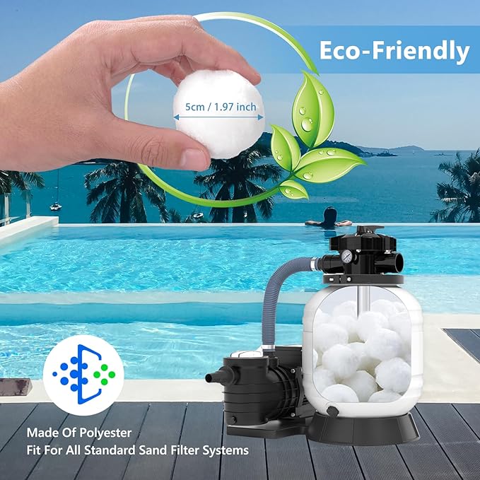 3.08 lbs Pool Filter Balls for Sand Filter Pump, Dry Filter Sand Balls - Image 4