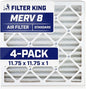 Filter King 11.75x11.75x1 Air Filter | 4-PACK | MERV 8 HVAC Pleated A/C Furnace by FilterKing