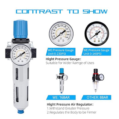 NANPU 3/8" NPT High Pressure Compressed Air Filter Regulator Water/Oil Trap - Image 5