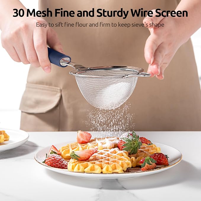 U-Taste Small Fine Mesh Strainer: 18/8 Stainless Steel 3.35in 30 Mesh Kitchen - Image 5