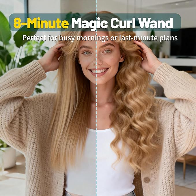Inovocare Upgraded Automatic Rotating Curling Iron - CurlPro Plus Long Barrel Curling Wand for Long Hair, Ceramic Hair Curler for Women, Anti-Scald, Tangle-Free, 600M Ionic, Dual Voltage (Dark Grey)